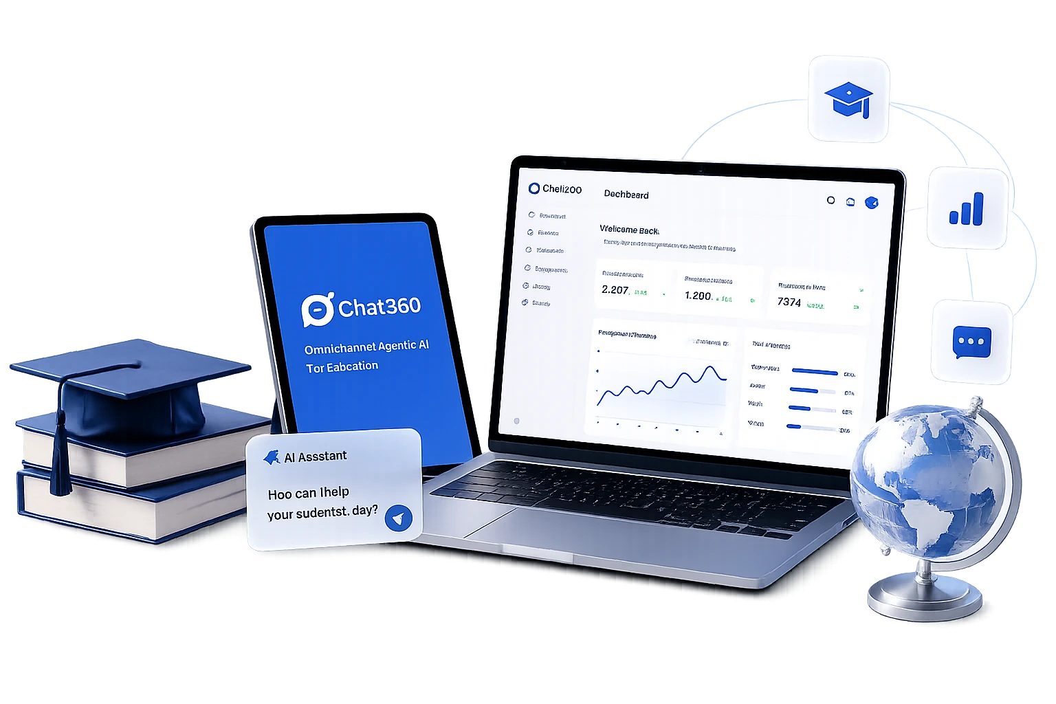 Omnichannel Agentic AI for Education connecting WhatsApp, Voice, Website, Instagram, Facebook, and RCS